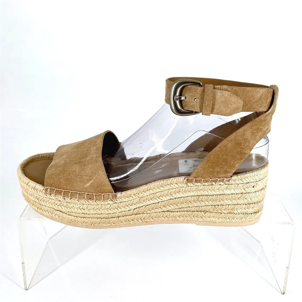 Vince Size 10 Tan Suede Espadrille Platform Wedge Sandals Dune‎ NEW Belisa $330